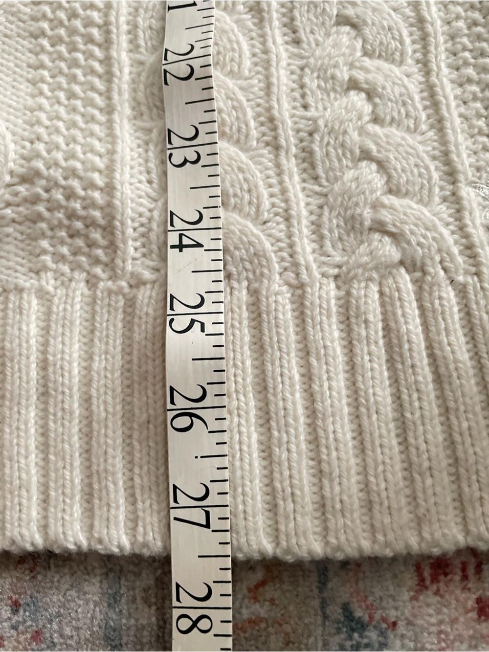 AERIE Cream Cable-Knit Wool Blend Crewneck Sweater - Picture 7 of 7